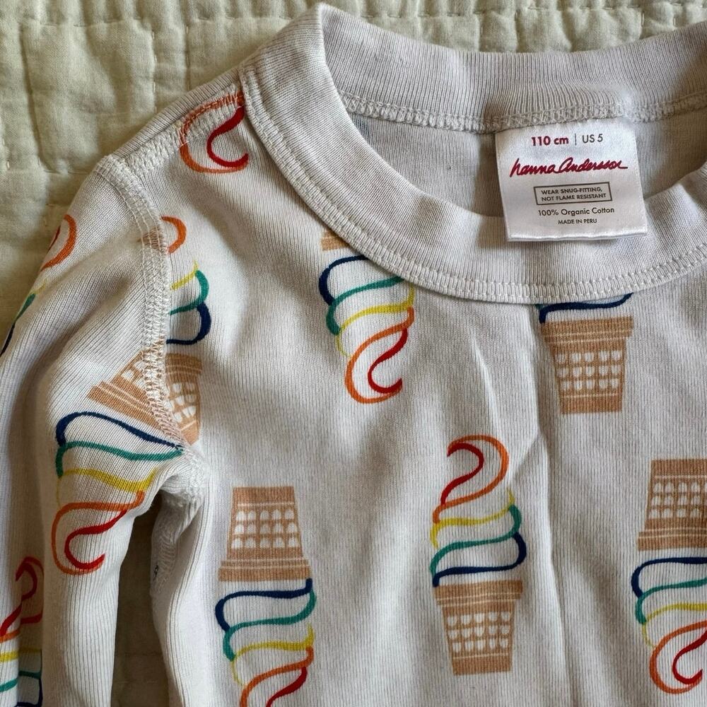 Hanna Andersson Organic Cotton Ice Cream Print Pajama Set — Size 5